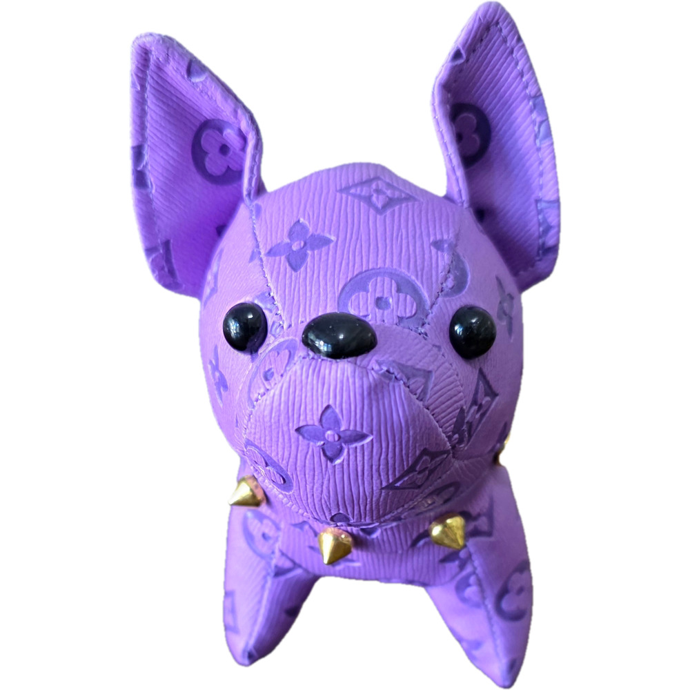 NEW Luxury Inspired Unbranded Purple Stuffed Dog Gold Keychain Bag Charm EL VEE